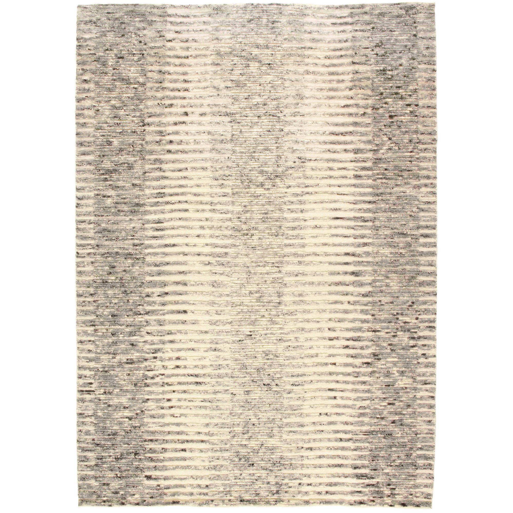 Landscape River Modern Wool Textured Rug In Beige